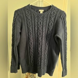 Women’s Navy LL Bean Cable Sweater